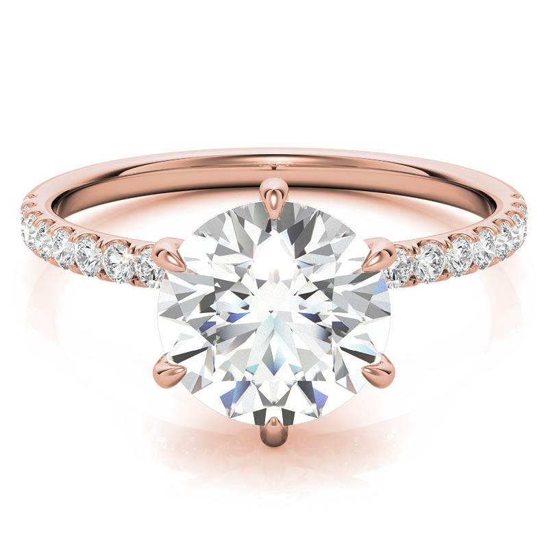 6-Prong Round Brilliant Moissanite Engagement Ring with Collar - enr706 ...