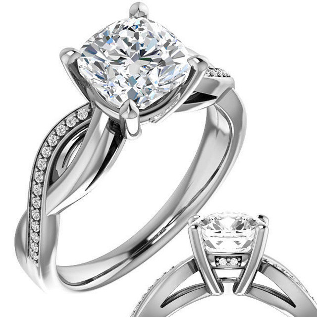 Round Moissanite Split Shank Rope Engagement Ring , 0.36ct - eng243 ...