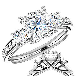 Cushion Moissanite Three-Stone Engagement Ring - enr037-cu ...