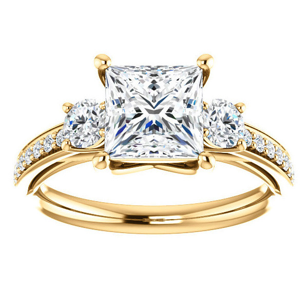 Princess cut Moissanite 3-Stone Engagement Ring - enr037-pr ...