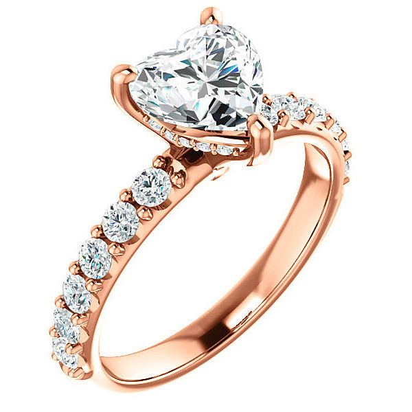 Heart shaped Moissanite Engagement Ring - enr329-hrt - MoissaniteCo.com