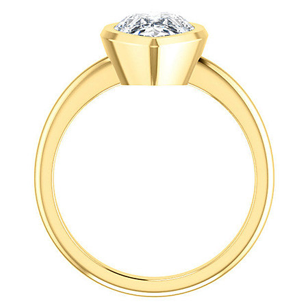 Pear Cut Moissanite Bezel Solitaire Ring - Enr173-pear - Moissaniteco.com