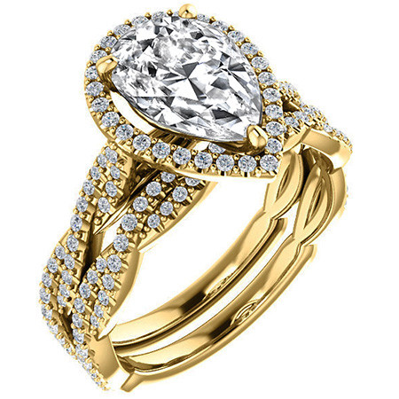 Pear Twisted Cathedral Halo Engagement Ring - enr192-pear ...