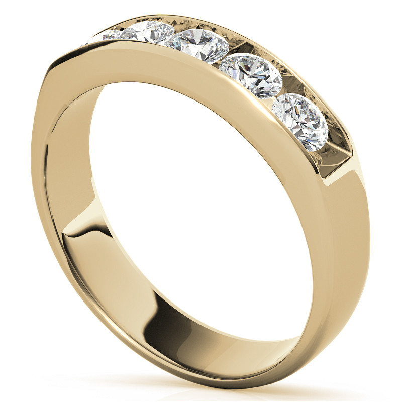 1.25ct 4mm Men's 5-stone Round Brilliant Moissanite Wedding Ring; 14k ...