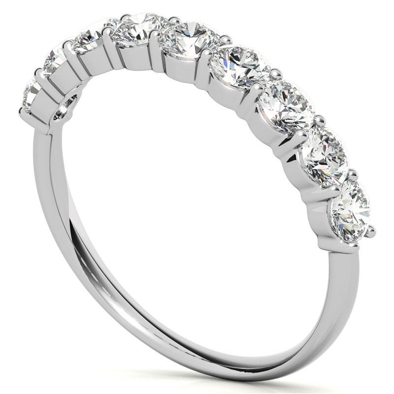 9-Stone Round Brilliant Moissanite Shared-Prong Ring (3mm, 0.10ct ...