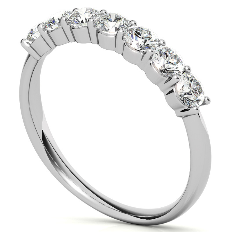 7-Stone Round Brilliant Moissanite Shared-Prong Ring (3mm, 0.10ct ...