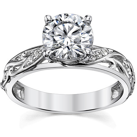 Filigree Scroll Round H&A Moissanite Engagement Ring - enr611 ...