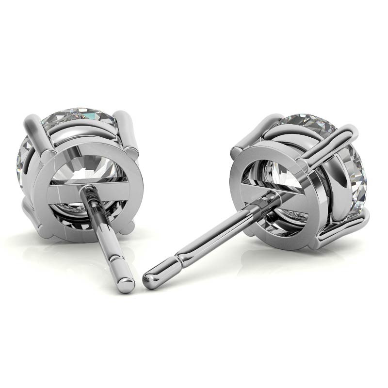 4-Prong Low-Profile Round Moissanite Basket Stud Earrings