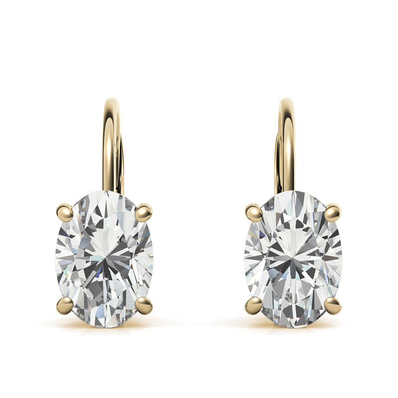 Oval Moissanite Basket Leverback Earrings - ear170-ov - MoissaniteCo.com