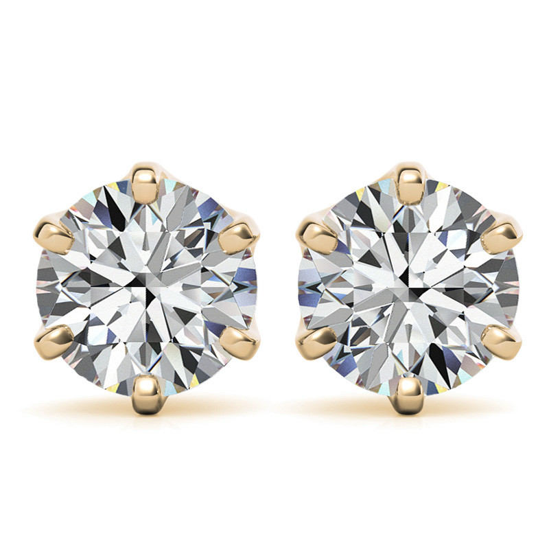 6 Prong Round Moissanite Crown Stud Earrings Ear231 Moissaniteco Com