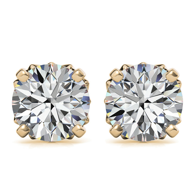 Round Petal Inspired Moissanite Stud Earrings - ear232 - MoissaniteCo.com