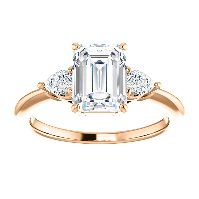 Emerald / Radiant and Pear Moissanite 3-Stone Ring - enr047-em ...