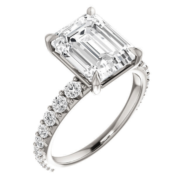 Emerald / Radiant Engagement Ring - enr364-em - MoissaniteCo.com