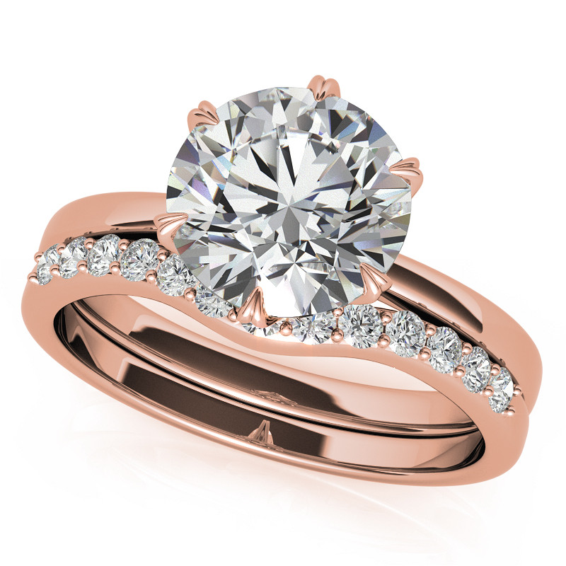 6-Prong Diamond Round HA Moissanite Engagement Ring - eng008 ...