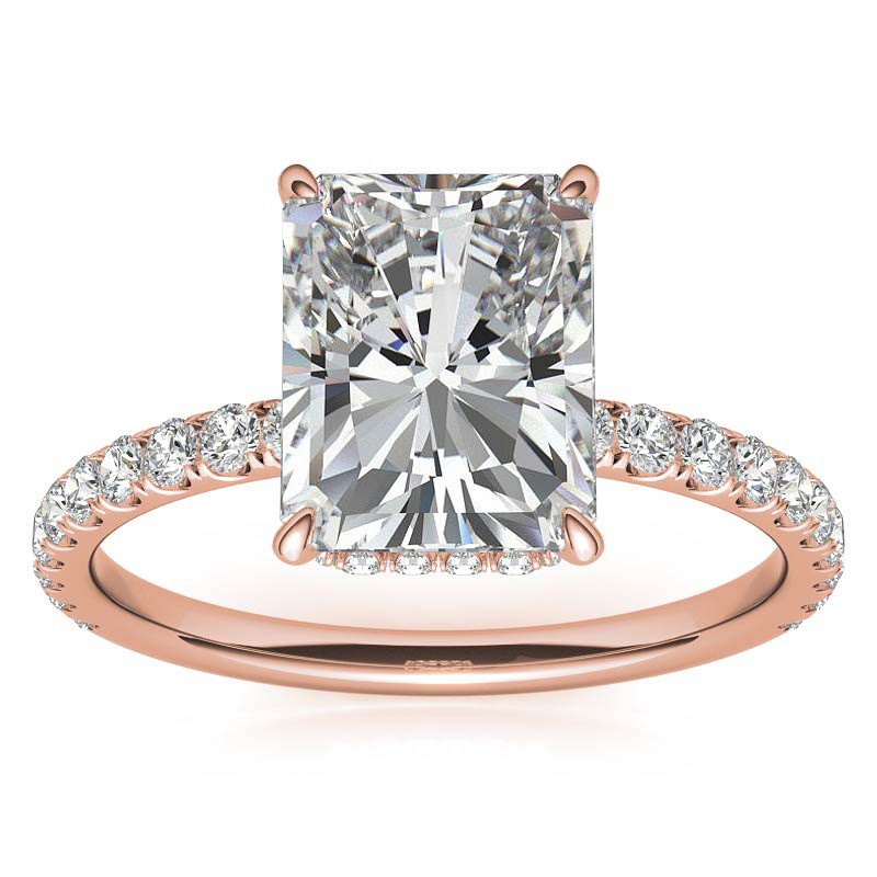 Diamond Collar Emerald / Radiant Moissanite Engagement Ring - 2mm ...