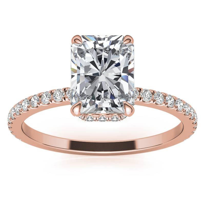 Emerald or Radiant Hidden Halo Moissanite Engagement Ring - eng009-em ...