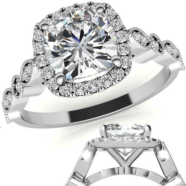 3 Stone Cushion Cut Engagement Rings - Best Settings - Ava Diamonds