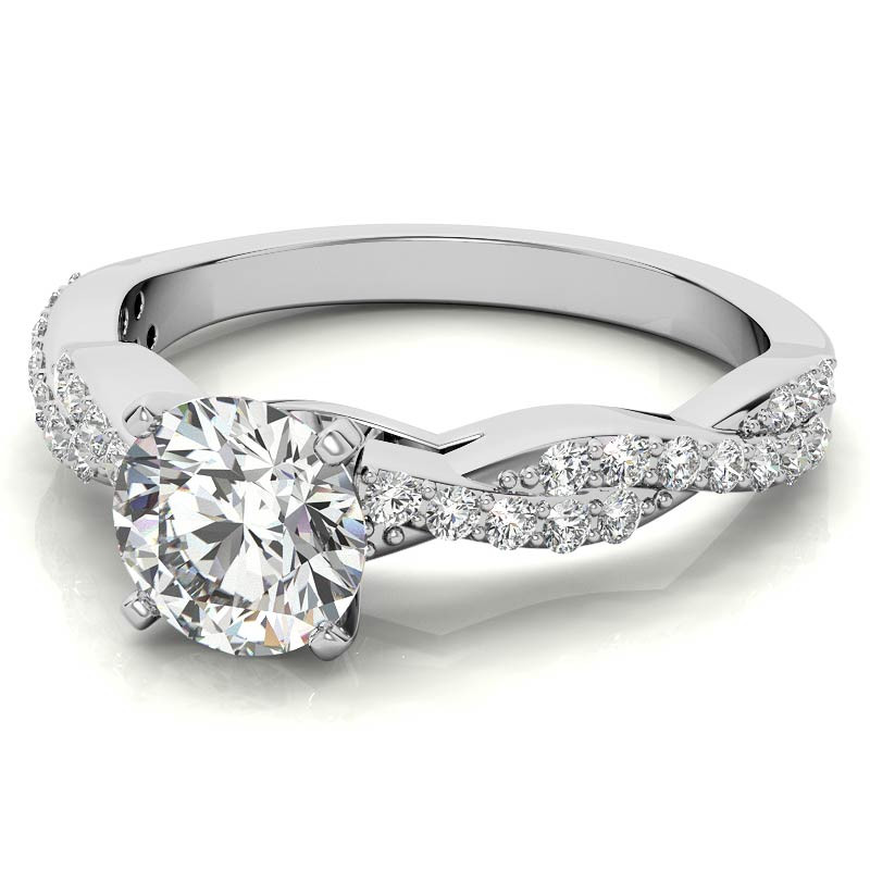 Round Brilliant Moissanite Twisted Infinity Engagement Ring, 0.30ct ...