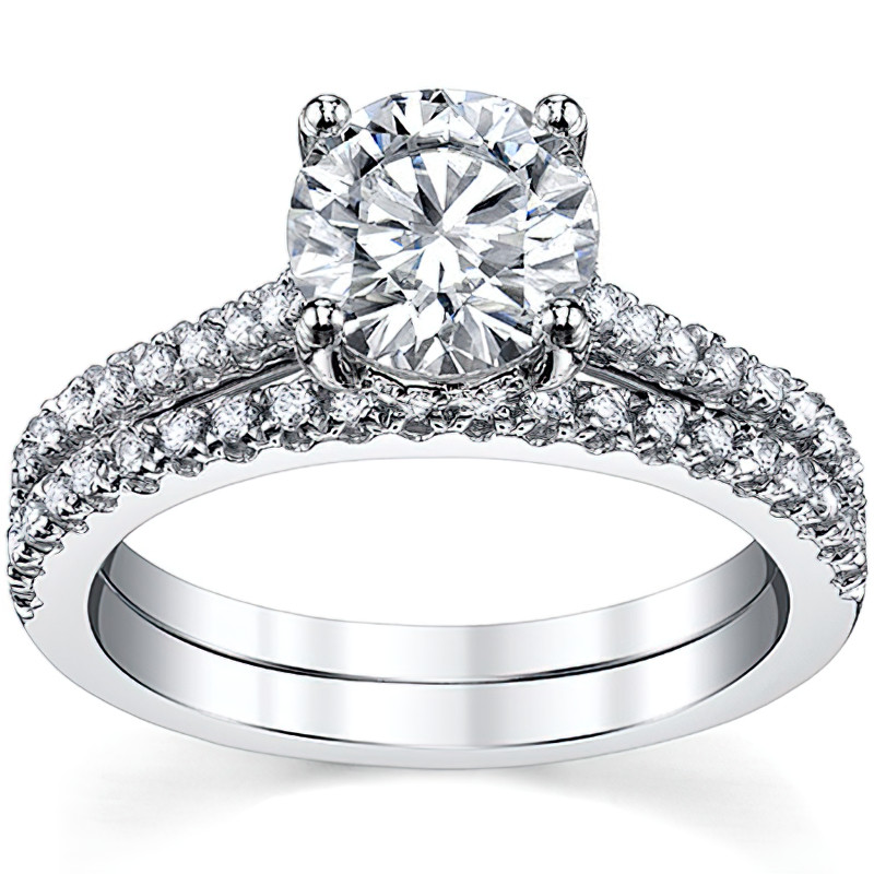 Cathedral & Collar Round Brilliant Moissanite Engagement Ring - eng071 ...