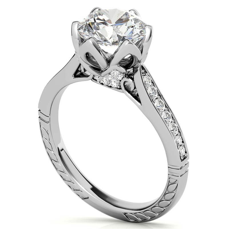 6-Prong Tulip Cathedral Round Brilliant Engagement Ring - eng080 ...