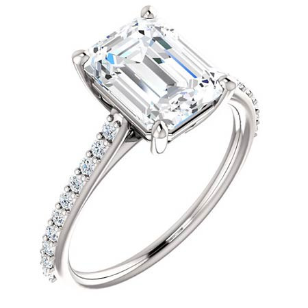 Emerald/Radiant cut Moissanite Engagement Ring - enr067-em ...
