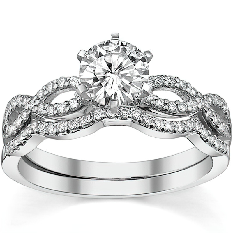 Moissanite & Diamond Infinity Twisted Engagement Ring, 0.21ct - eng132 ...