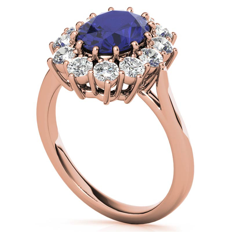 Oval Sapphire and Moissanite Princess Diana Replica Ring - eng175 ...