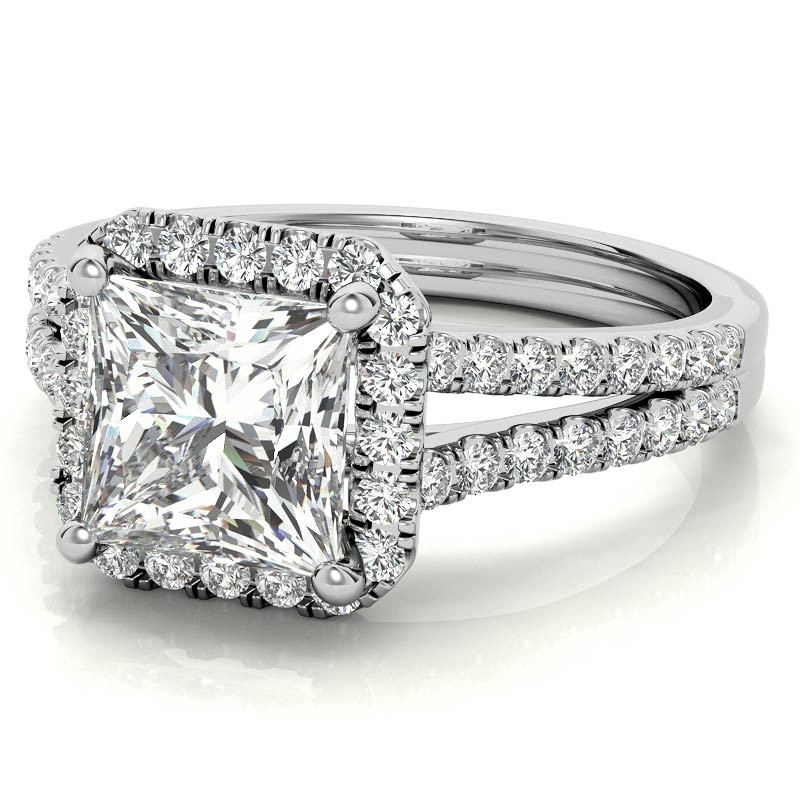 Princess Split Shank Halo Moissanite Engagement Ring - eng206-pr ...