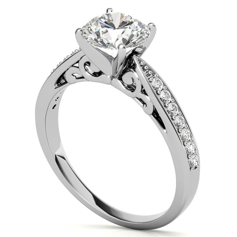 Round Brilliant Moissanite Sculpted Antique Engagement Ring - eng214 ...