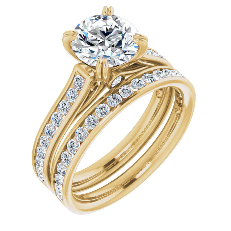 Double Prong Channel Set Moissanite Engagement Ring - eng490 ...
