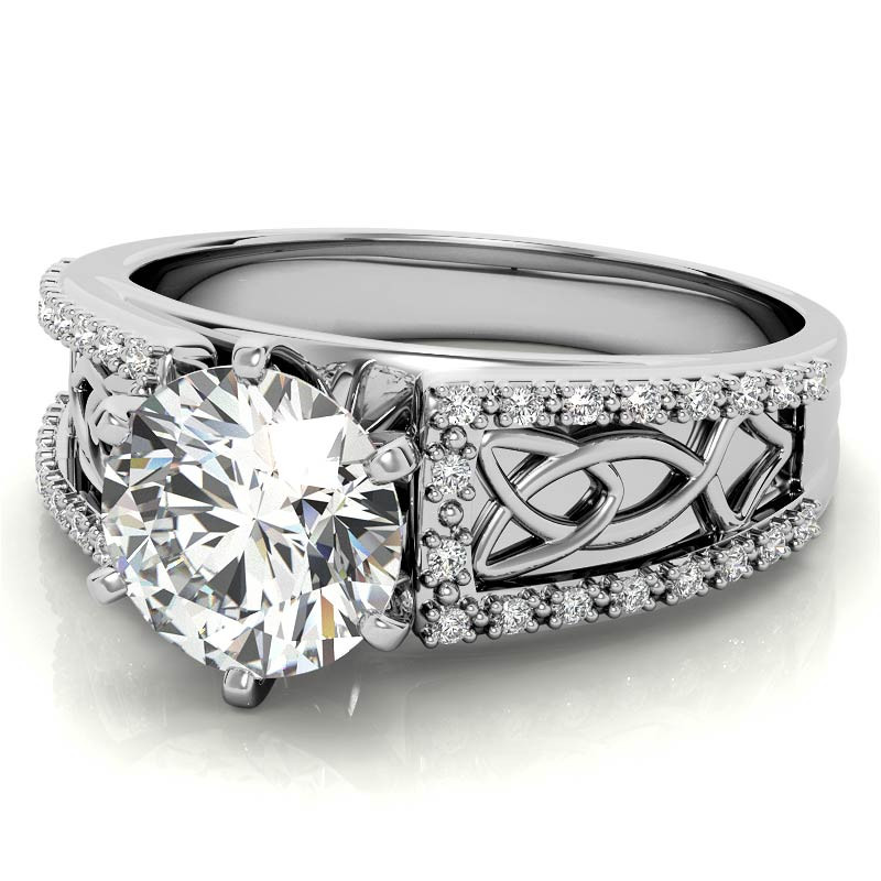 Moissanite & Diamond Celtic Style Engagement Ring - eng493 ...