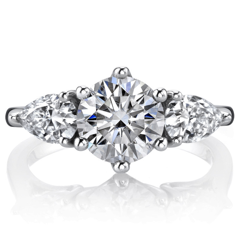 Round and Pear 3-Stone Trellis Moissanite Engagement Ring - eng511 ...