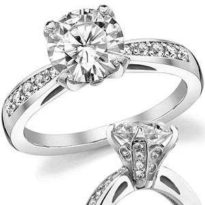 Round Pave Style Moissanite Engagement Ring - eng733a - MoissaniteCo.com