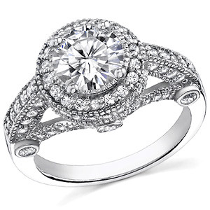 Diamond Collar Oval Moissanite Engagement Ring - 2mm - eng009-2mm-ov ...