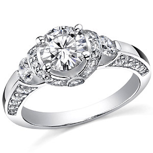 3-Sided Pave Style Fancy Moissanite Engagement Ring - enr649 ...