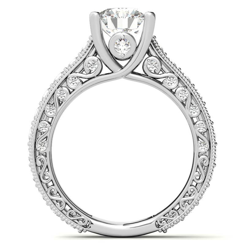 Round Antique Inspired Moissanite Engagement Ring - eng813 ...