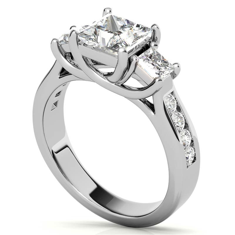 ThreeStone Princess Moissanite Wedding Set wed501