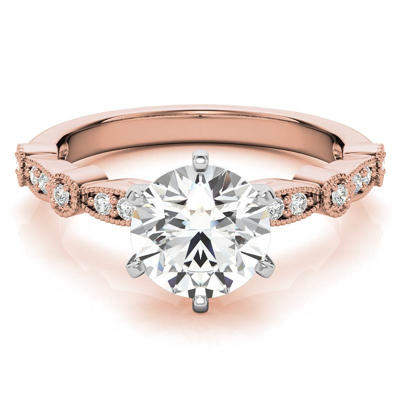 Round Brilliant Moissanite Petite Milgrain Engagement Ring - eng972 ...