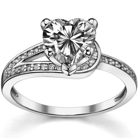 Moissanite & Diamond Petite Love Knot Engagement Ring - eng973 ...