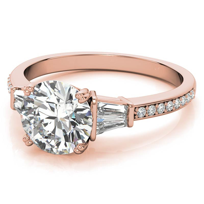 Round Moissanite & Diamond Baguette Engagement Ring - enr033 ...