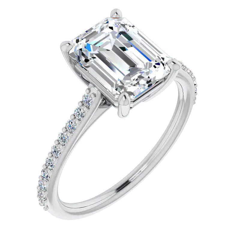 Emerald / Radiant cut Moissanite Engagement Ring - enr067-em ...