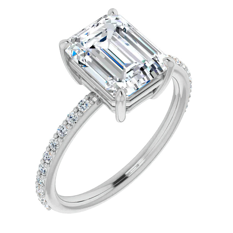 Emerald / Radiant Moissanite Petite Basket Engagement Ring - enr068-em ...