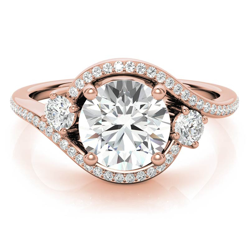 Accented Bypass Halo Engagement Ring - enr112 - MoissaniteCo.com