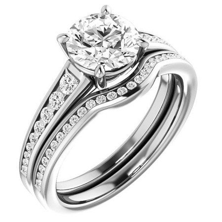 Round & Diamond Channel Set Engagement Ring - enr134 - MoissaniteCo.com