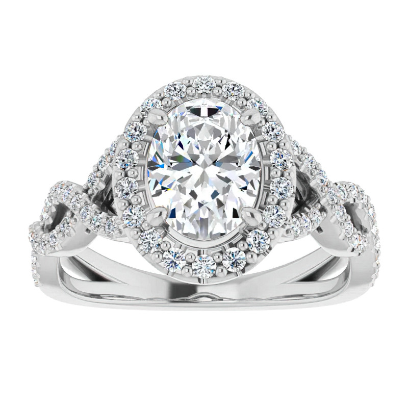 Oval Cut Infinity Halo Moissanite Engagement Ring with Scrolls - enr136 ...