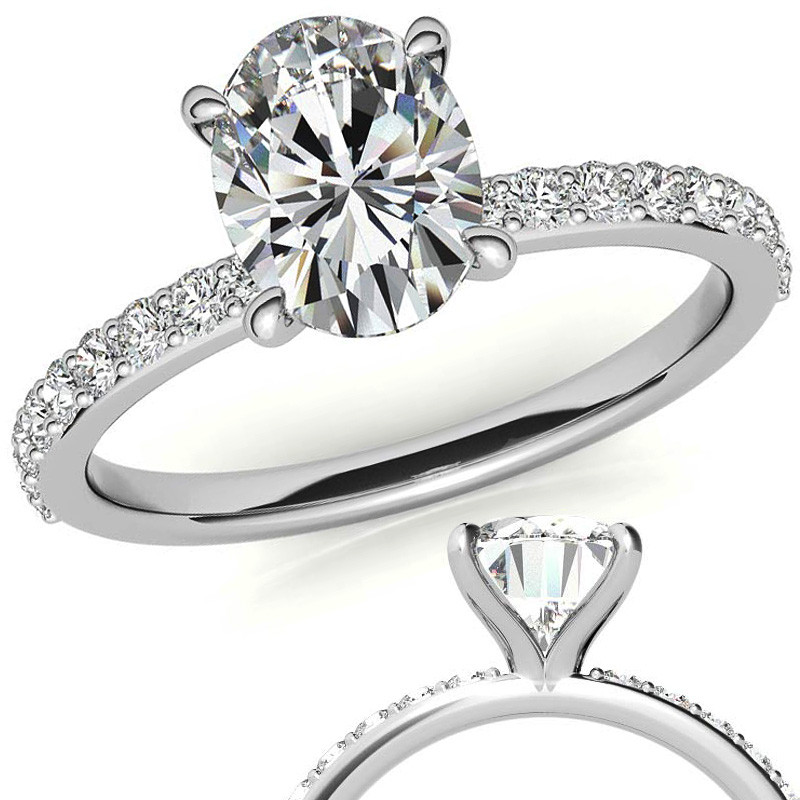1.8mm Oval Moissanite Engagement Ring with Claw Prong - enr139-1.8mm-ov ...
