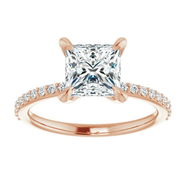 Princess cut Engagement Ring with Claw Prongs - enr139-pr ...