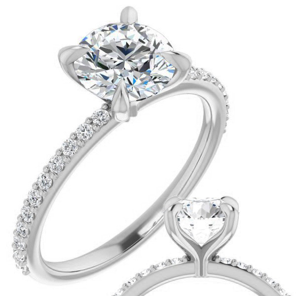 Pear Engagement Ring with Claw Prongs - enr139-pear - MoissaniteCo.com