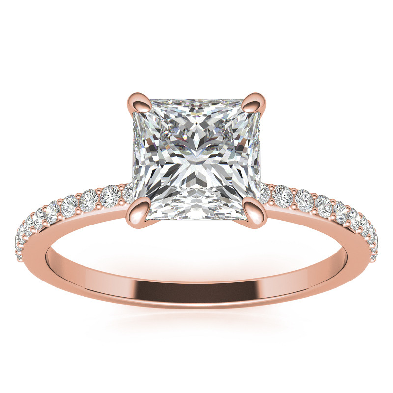 Princess cut Moissanite Engagement Ring with Claw Prongs - enr139-pr ...