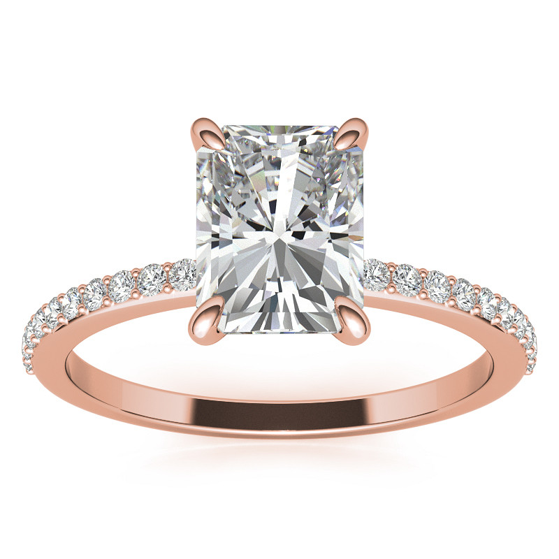 Emerald / Radiant Moissanite Engagement Ring with Claw Prongs - enr139 ...